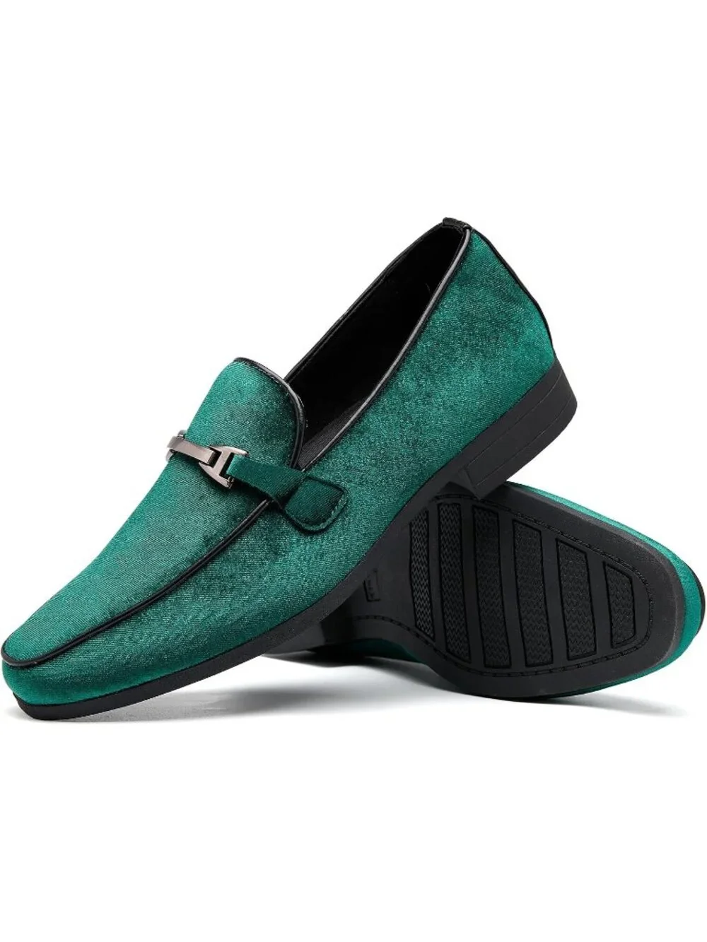 Men's Green Velvet Loafers Slip-On Comfortable Formal Dress Shoes Casual